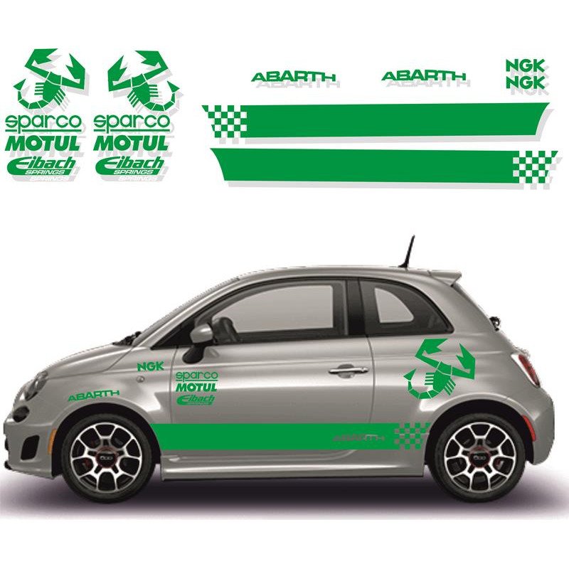 Fiat 500 sticker adhesif Abarth sponsors tuning autocollant Fun Stickers