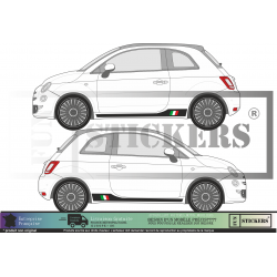 Fiat 500 bandes bas de caisse drapeau Italie autocollant sticker tuning Fun Stickers