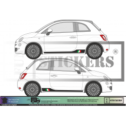 FIAT 500 Bandes bas de caisse drapeau Italie - Tuning Sticker Autocollant