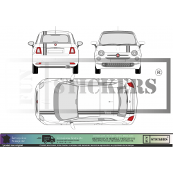 FIAT 500 bandes capot toit hayon - Tuning Sticker Autocollant