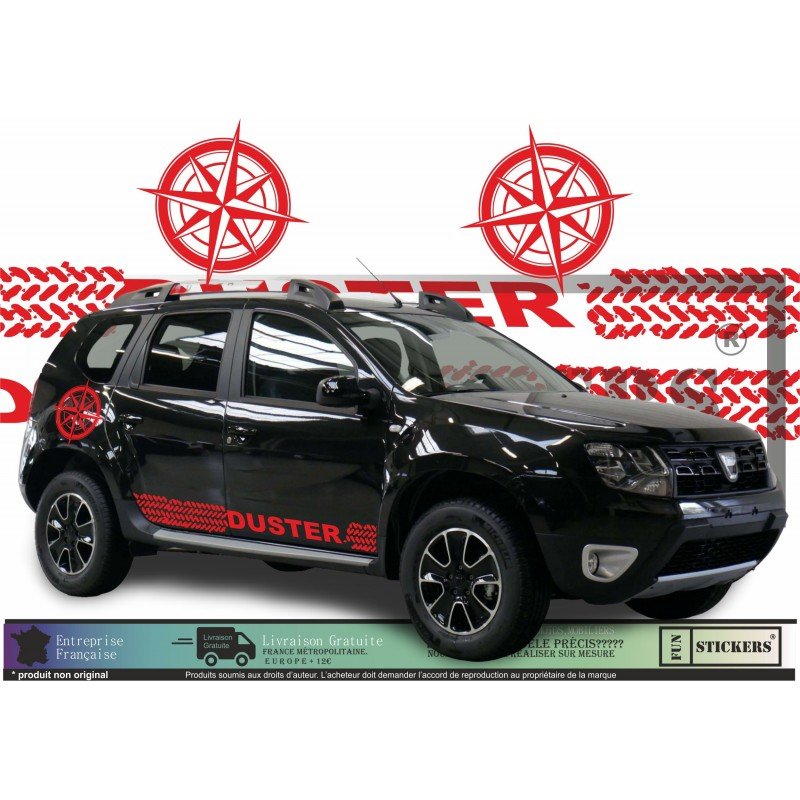 Dacia Duster kit deco boussole trace pneu autocollants aventure Fun Stickers
