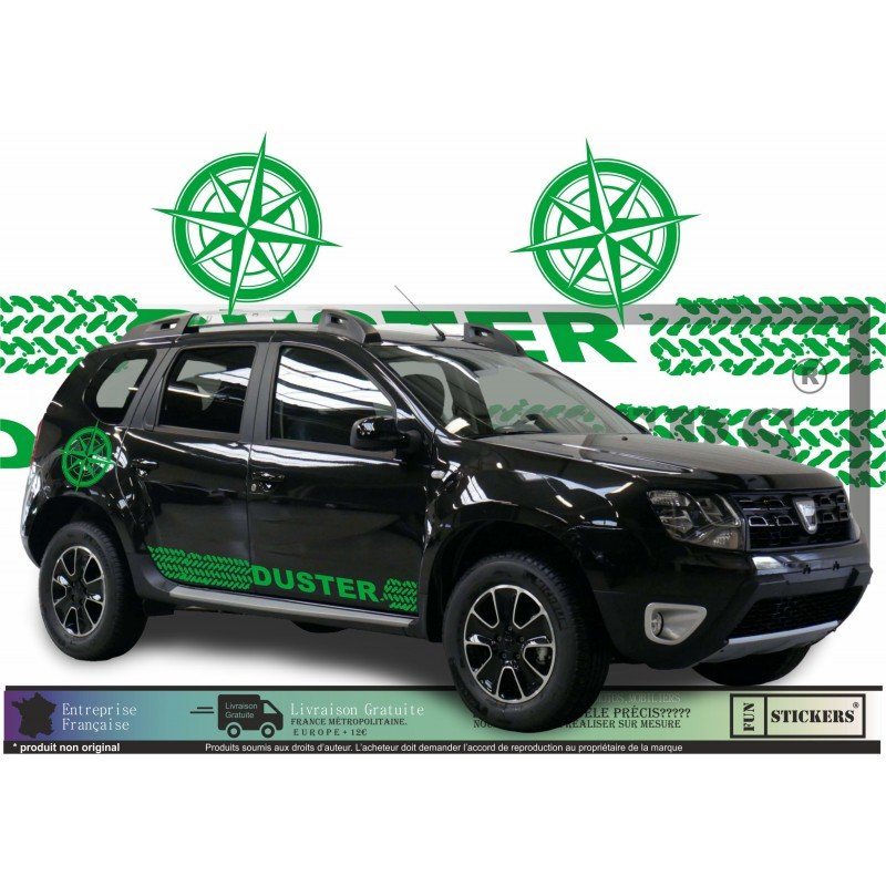 Dacia Duster kit deco boussole trace pneu autocollants aventure Fun Stickers
