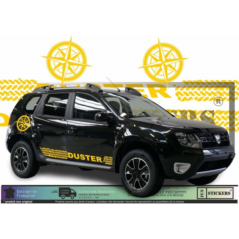 Dacia Duster kit deco boussole trace pneu autocollants aventure Fun Stickers