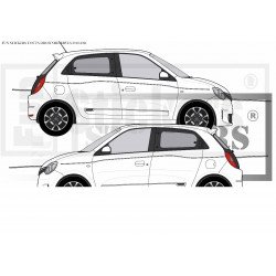 Bandes fines laterales autocollantes Renault Twingo 3 Fun Stickers