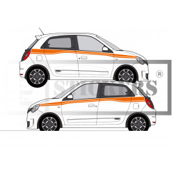 Renault Twingo 3 bandes latérales - Tuning Sticker Autocollant Graphic Decals