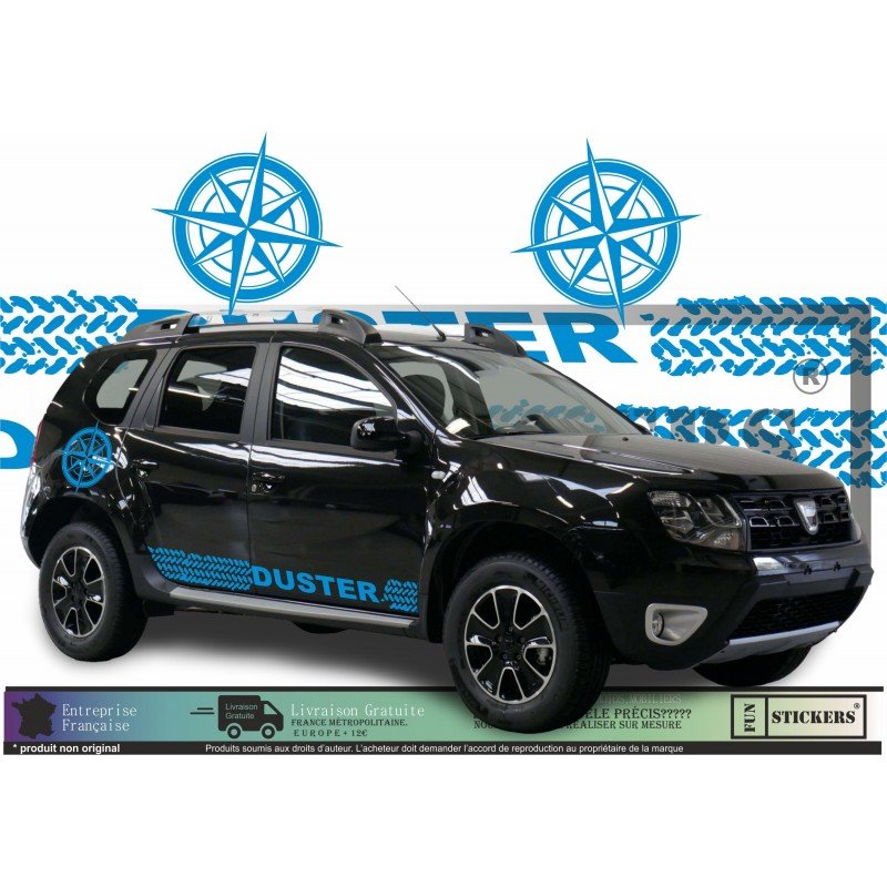 Dacia Duster kit deco boussole trace pneu autocollants aventure Fun Stickers