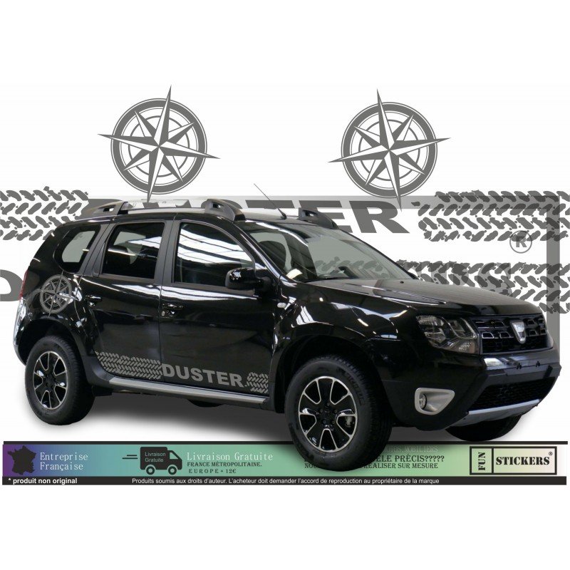 Dacia Duster kit deco boussole trace pneu autocollants aventure Fun Stickers