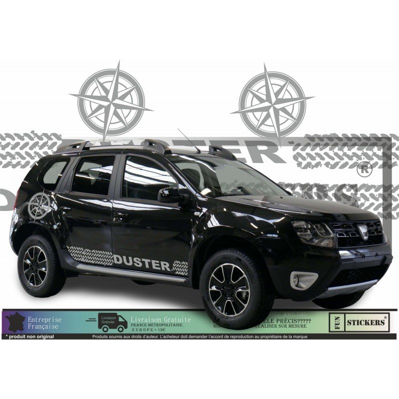 Dacia Duster kit deco boussole trace pneu autocollants aventure Fun Stickers