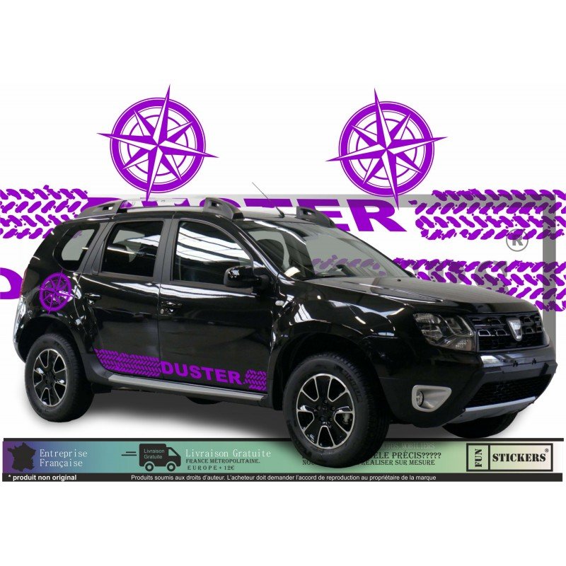 Dacia Duster kit deco boussole trace pneu autocollants aventure Fun Stickers