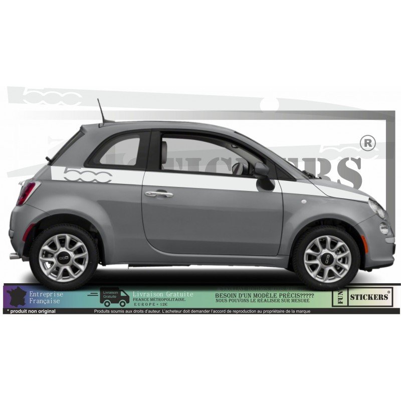 Fiat 500 stickers stripping lateral logo integre bandes Fun Stickers
