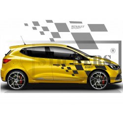 Renault Racing RS Sport damiers lateraux noir kit complet autocollant Fun Stickers
