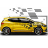 Renault Racing RS sport damiers latérales - NOIR - Kit Complet - Tuning Sticker Autocollant Graphic Decals