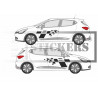 Renault Racing RS sport damiers latérales - NOIR - Kit Complet - Tuning Sticker Autocollant Graphic Decals