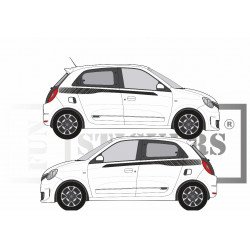 Renault Twingo 3 bandes laterales decoratives tuning autocollantes Fun Stickers