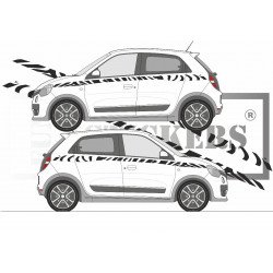 Renault Twingo 3 bandes laterales effet zebre tuning autocollant Fun Stickers