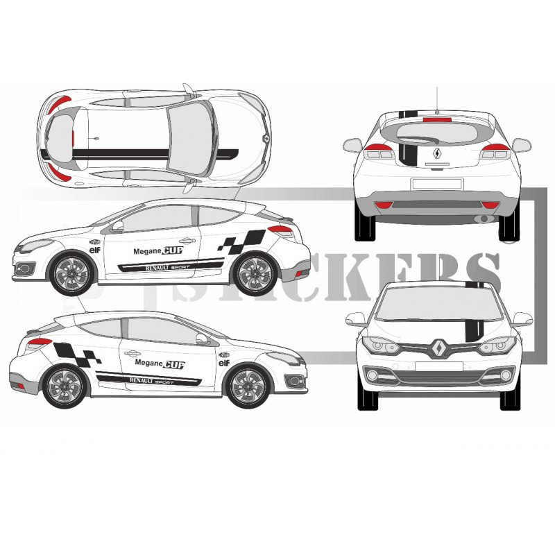 Renault Megane CUP kit deco lateral stripping sport Fun Stickers