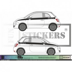 Fiat 500  - kit Bandes latérales Logos 500  - Tuning Sticker Autocollant Graphic Decals