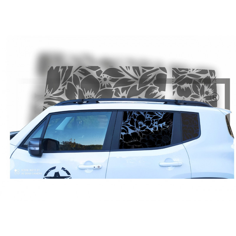 JEEP RENEGADE décoration fleurs vitrage  - Tuning Sticker Autocollant Graphic Decals