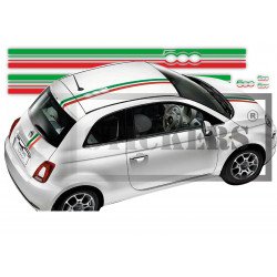 Fiat 500 bandes capot toit hayon Italie tricolore autocollant Fun Stickers