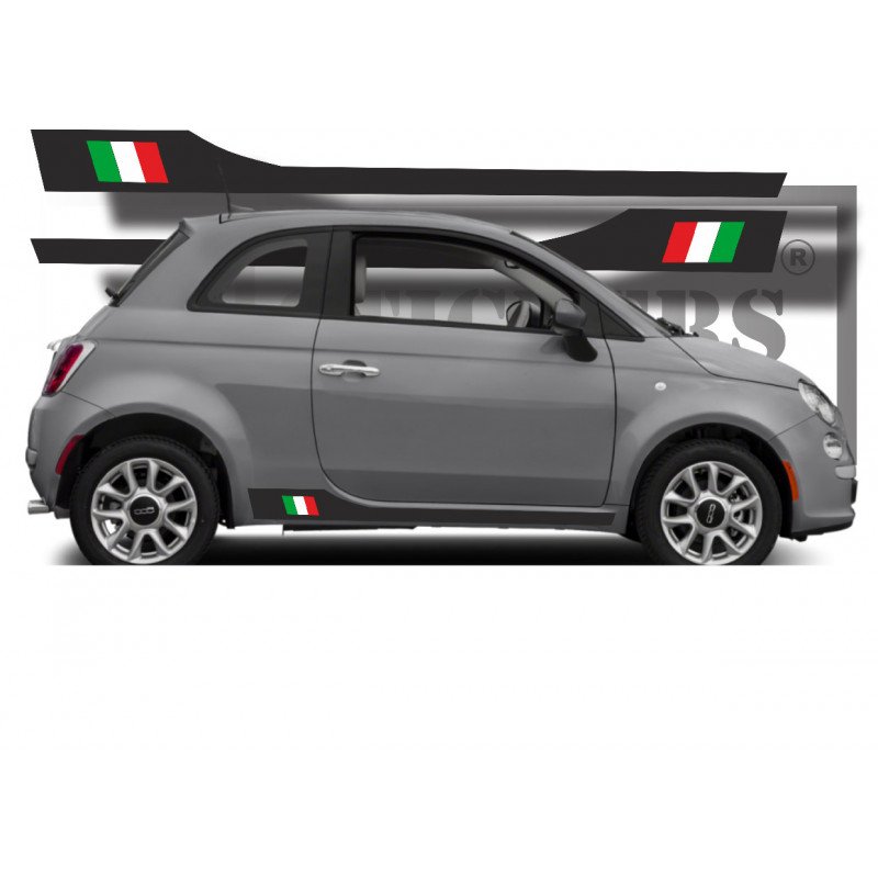 Fiat 500 bandes bas de caisse drapeau Italie autocollant sticker tuning Fun Stickers
