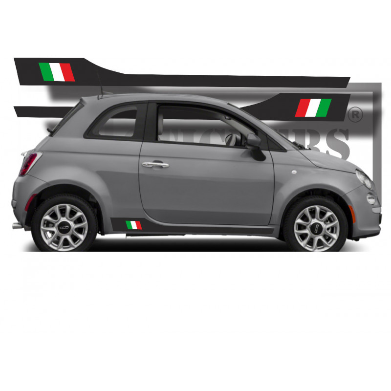 FIAT 500 Bandes bas de caisse drapeau Italie - Tuning Sticker Autocollant