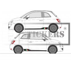 Fiat 500 bandes bas de caisse drapeau Italie autocollant sticker tuning Fun Stickers