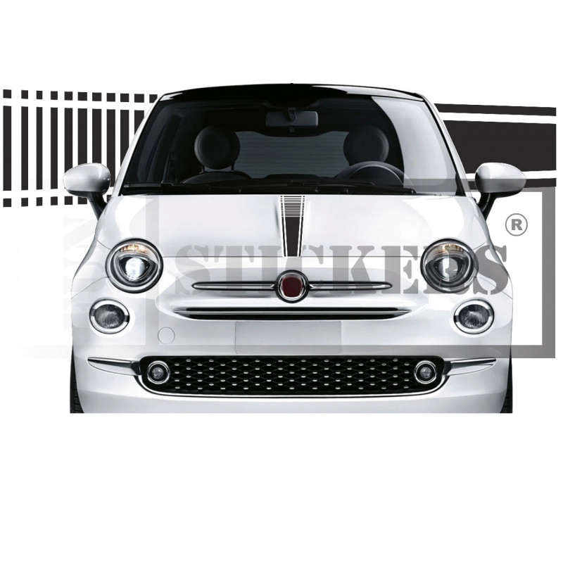 FIAT 500 bande centrale Capot stripe - Tuning Sticker Autocollant