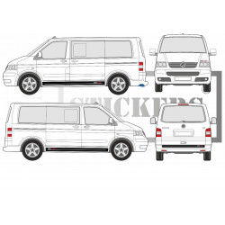 pour Volkswagen Transporter T4 T5 T6 Bandes latérales Moderne - Tuning Sticker Autocollant Graphic Decals