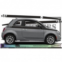 Fiat 500 kit bandes laterales racing damier autocollant Fun Stickers