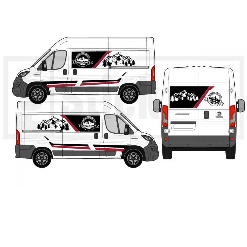 Fiat ducato Camper Adventure montagne kit - Kit Complet - voiture Sticker Autocollant Graphique