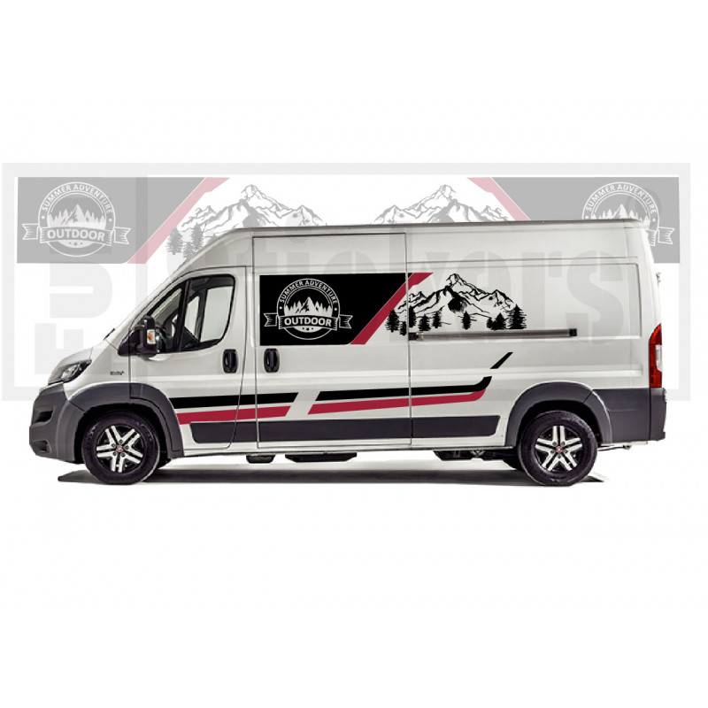Fiat ducato Camper Adventure montagne intégral kit - Kit Complet - voiture Sticker Autocollant Graphique