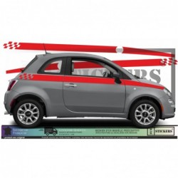 Sticker Kit Bandes Latérales Fiat 500 Racing – Stripping Damier Aile Arrière