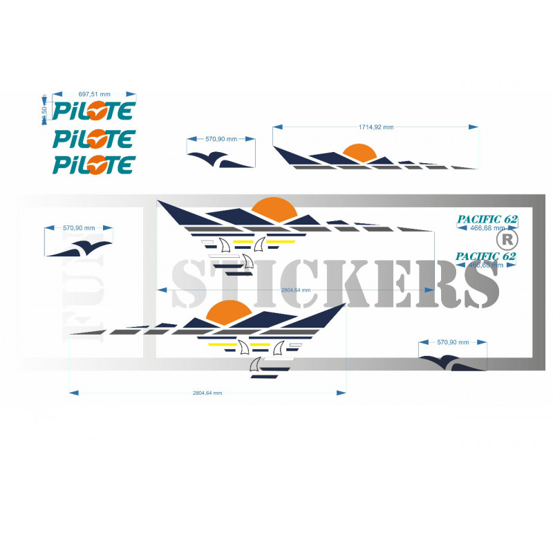Camping Car Pilote pacific 62 Caravanning Sticker Autocollant Graphic