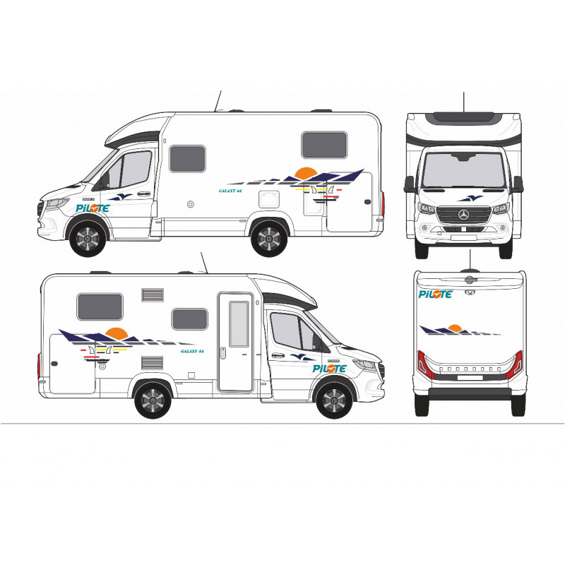 Camping Car Pilote Galaxy 44 autocollants Caravanning Sticker