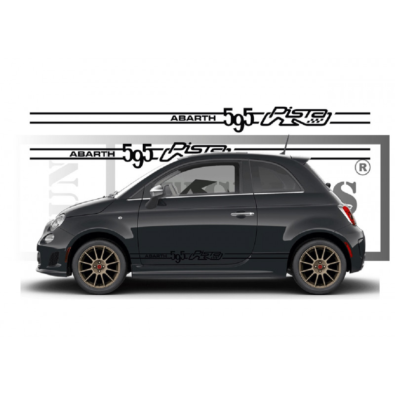 FIAT ABARTH 595 PISTA bas de caisse - NOIR - Kit Complet - Tuning Sticker Autocollant Graphic Decals