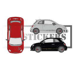 FIAT ABARTH 595 PISTA bas de caisse - NOIR - Kit Complet - Tuning Sticker Autocollant Graphic Decals