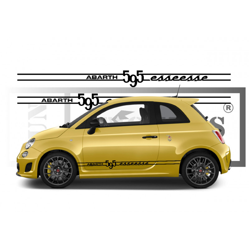 FIAT ABARTH 595 ESSEESSE bas de caisse abarth - NOIR - Kit Complet - Tuning Sticker Autocollant Graphic Decals