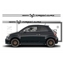 Fiat 500 bandes 595 Competizione Abarth noir kit complet autocollant Fun Stickers