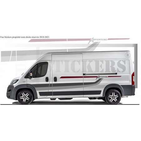 Fiat Ducato Camper Aventure gris rouge kit complet autocollant Fun Stickers