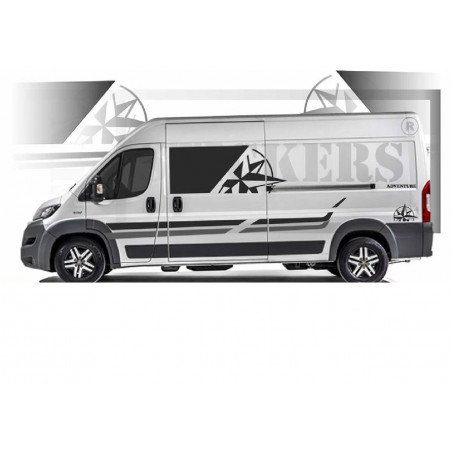 Kit decoration aventure rose des vents fourgon amenage Ducato Sprinter Fun Stickers