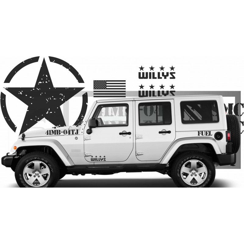 JEEP WILLYS Wrangler  KIT army USMC -  - Kit Complet - voiture Sticker Autocollant Graphic Decals