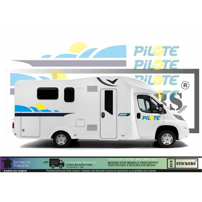 Camping Car décoration Pilote Pacific 68 - Kit Complet - Tuning Sticker Autocollant Graphic Decals