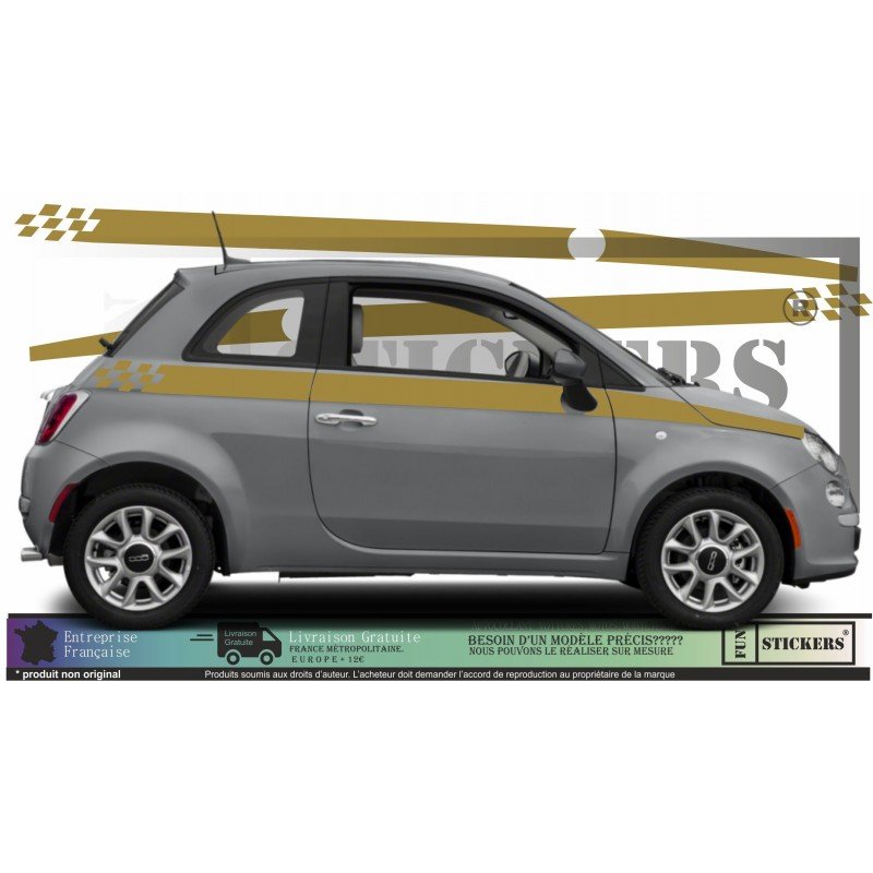 Fiat 500 - kit Side strips Damier sticker stickers