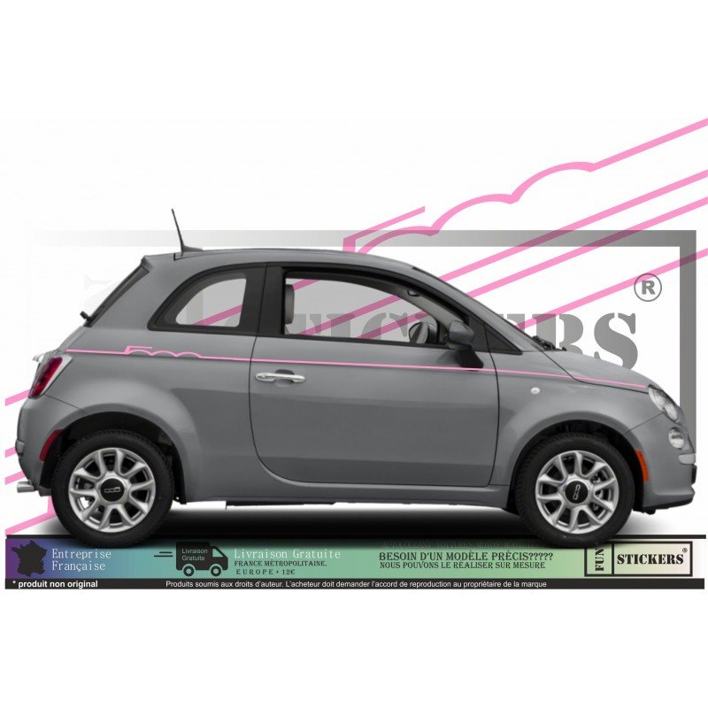 Fiat 500 sticker bandes laterales retro vagues design vintage Fun Stickers