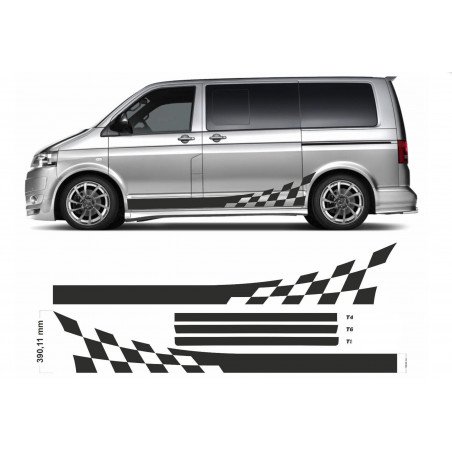 VW Transporter damier bandes bas de caisse kit complet autocollant Fun Stickers