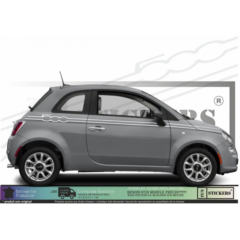Fiat 500 - kit Bandes latérales complet  500 signature    - Tuning Sticker Autocollant Graphic Decals