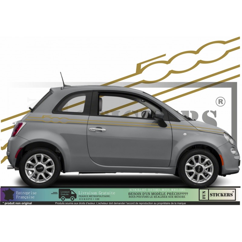 Fiat 500 - Stickers bandes latérales 500 signature ...