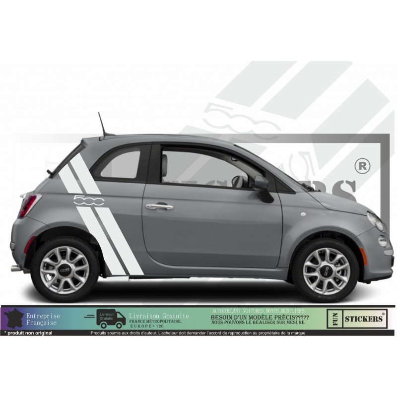 Fiat 500 kit stickers bandes racing style sportif autocollant Fun Stickers