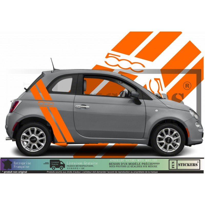 Fiat 500 kit stickers bandes racing style sportif autocollant Fun Stickers