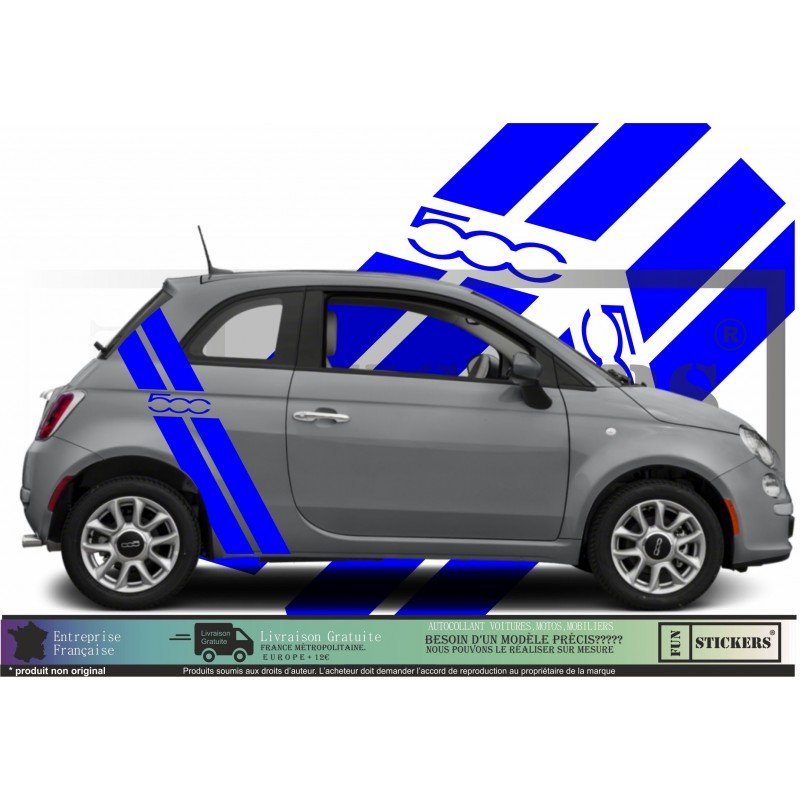 Fiat 500 kit stickers bandes racing style sportif autocollant Fun Stickers